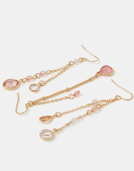 3-Pack Gem Chain Drop Earrings, , large