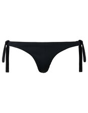 Ribbed Tie-Side Brazilian Bikini Briefs, Black (BLACK), large