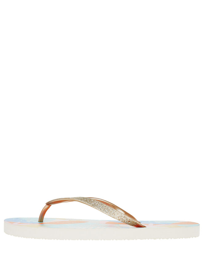 Metallic Palm Print Flip Flops, Multi (BRIGHTS-MULTI), large