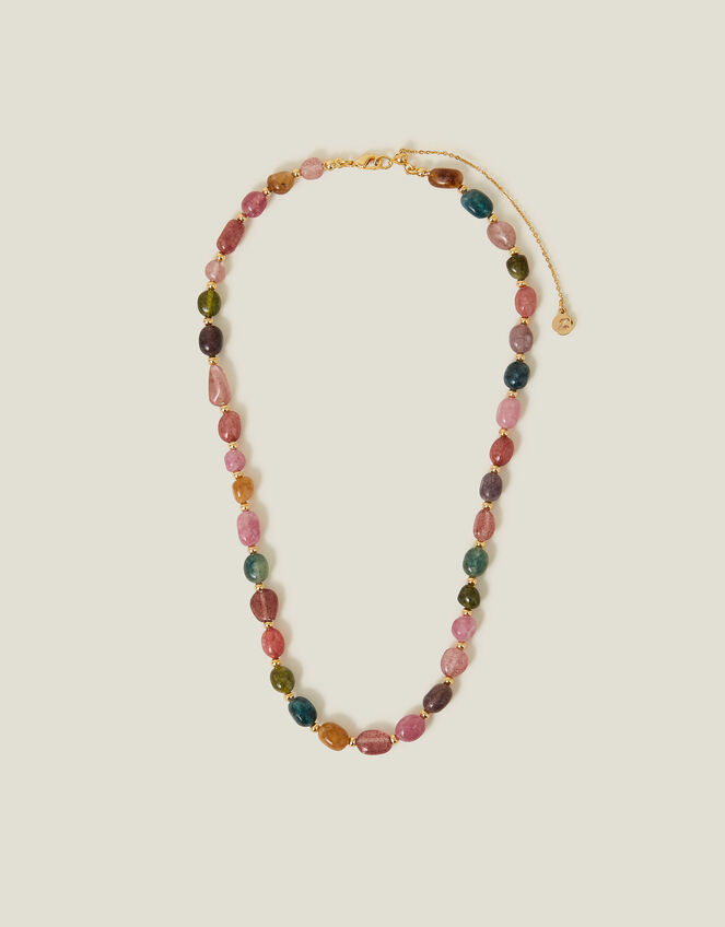 14ct Gold-Plated Tourmaline Pebble Necklace, , large