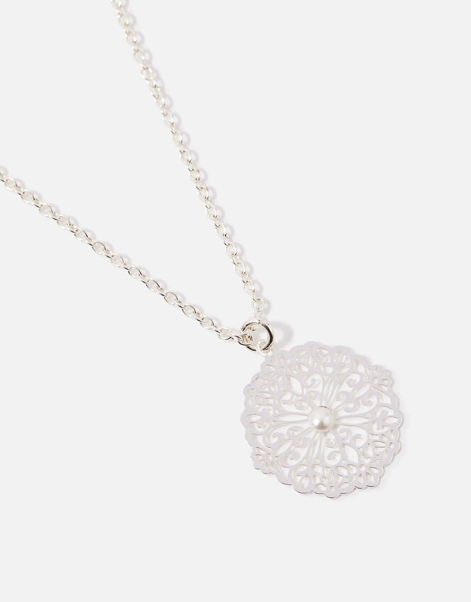 Filigree Pearl Pendant Necklace , , large