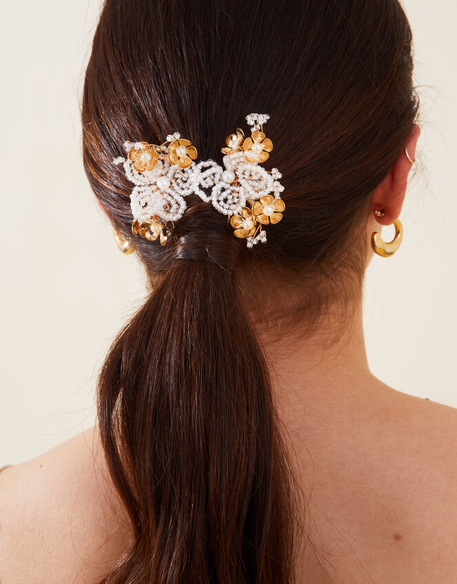 Beaded Flower Hair Pins Set of Two Hair clips Accessorize UK