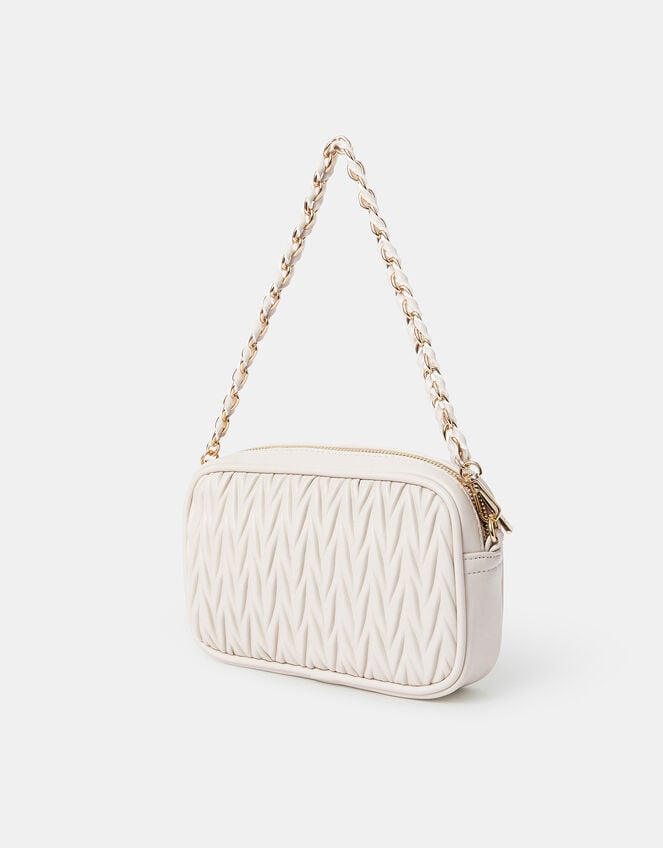 Small Ruched Crossbody Bag, Cream (CREAM), large