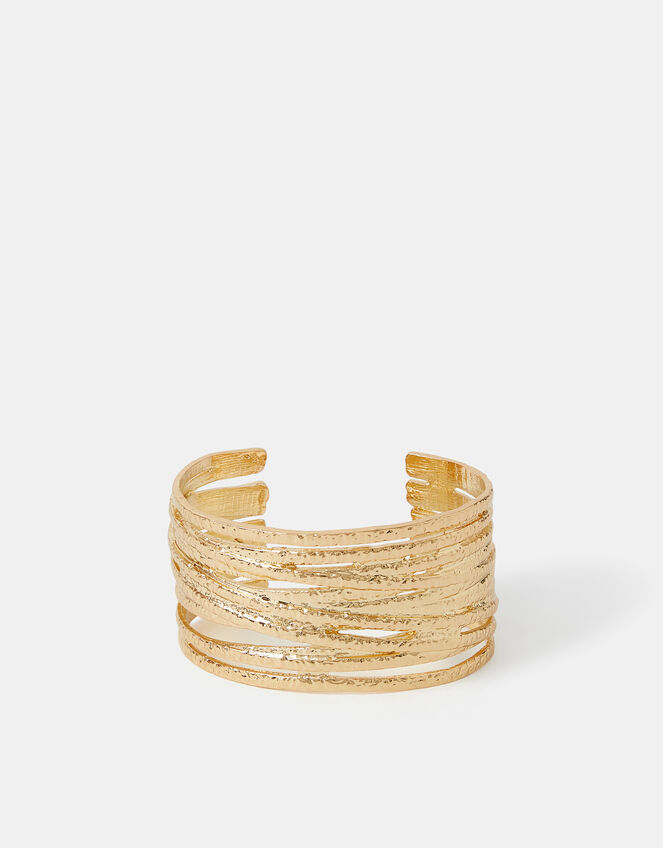 Texture Layered Cuff Bracelet, Gold (GOLD), large