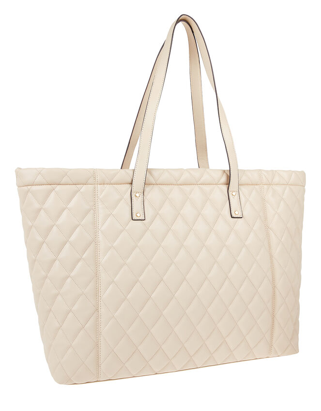 Quilted Faux Leather Tote Bag, , large