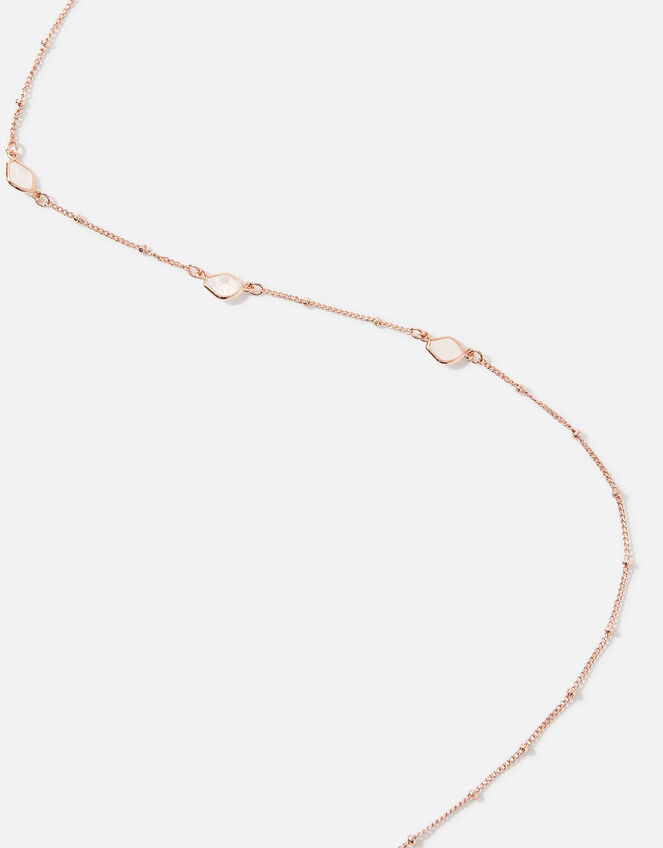 Rose Gold-Plated Rose Quartz Station Necklace, , large