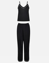 Vest Piping Pyjama Set, Black (BLACK), large