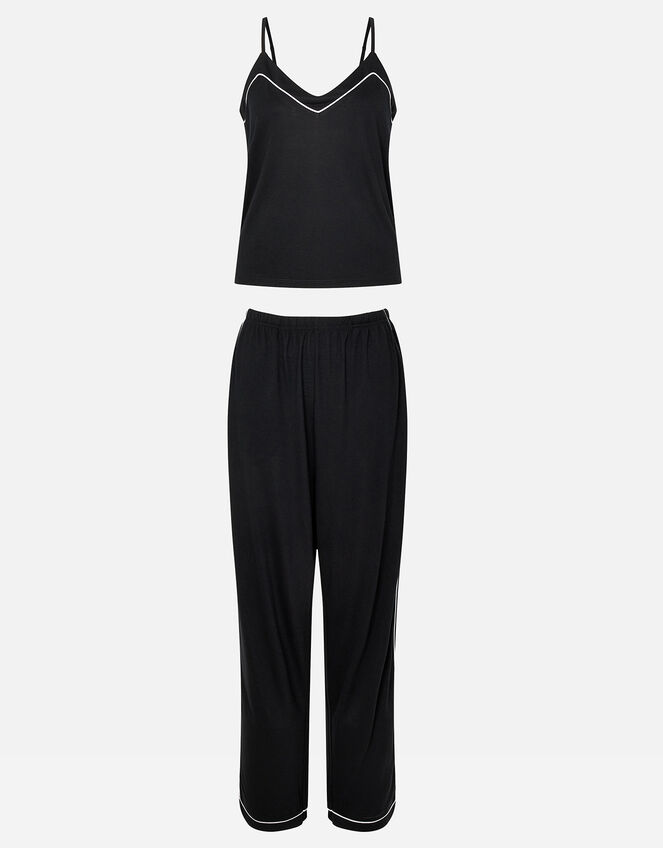 Vest Piping Pyjama Set, Black (BLACK), large
