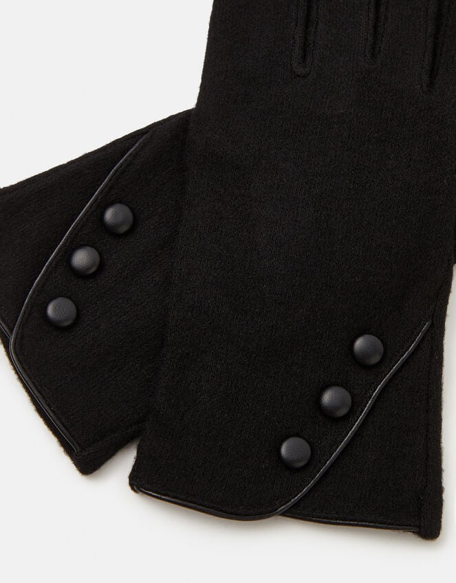 Plain Wool Gloves, Black (BLACK), large
