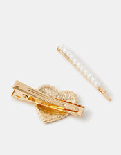 2-Pack Pearl Hearts Hair Clips, , large