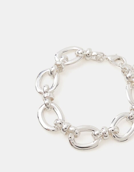 Chunky Oval Link Chain Bracelet, Silver (SILVER), large