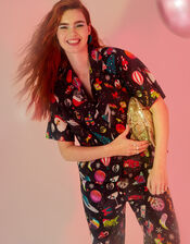 Christmas Space Print Pyjama Set, Black (BLACK), large