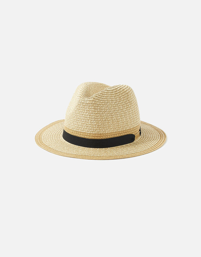 Colourblock Fedora Hat, Tan (TAN), large