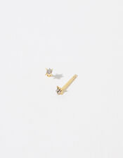 Gold Vermeil White Topaz Star Stud Earrings, , large