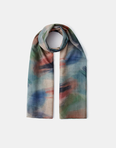 Lightweight Blurred Print Scarf, , large