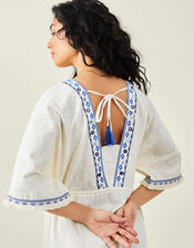 Mirror Embroidered Kaftan, Cream (CREAM), large