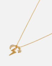Gold-Plated Celestial Cluster Charm Pendant Necklace, , large