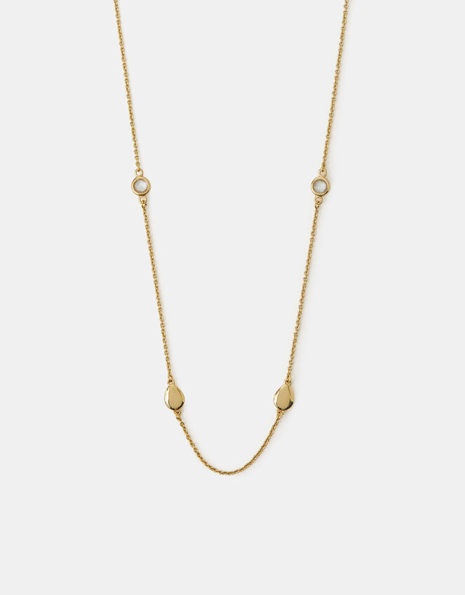 14ct Gold-Plated Long Station Necklace, , large