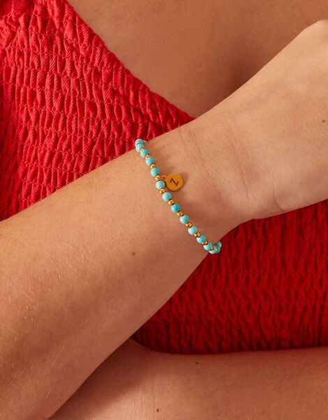14ct Gold-Plated Turquoise Healing Stone Beaded Bracelet, , large
