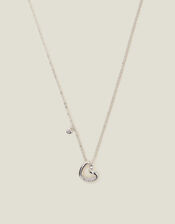 Sterling Silver-Plated Twist Heart Pendant Necklace, , large