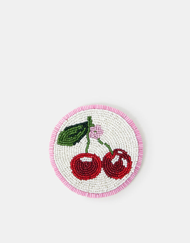 Round Cherry Beaded Coaster, , large