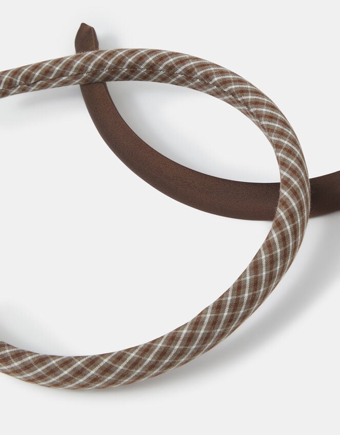 2-Pack Check Satin Headbands, , large