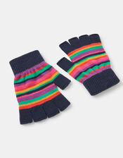Stripe Fingerless Knit Gloves, Multi (BRIGHTS-MULTI), large