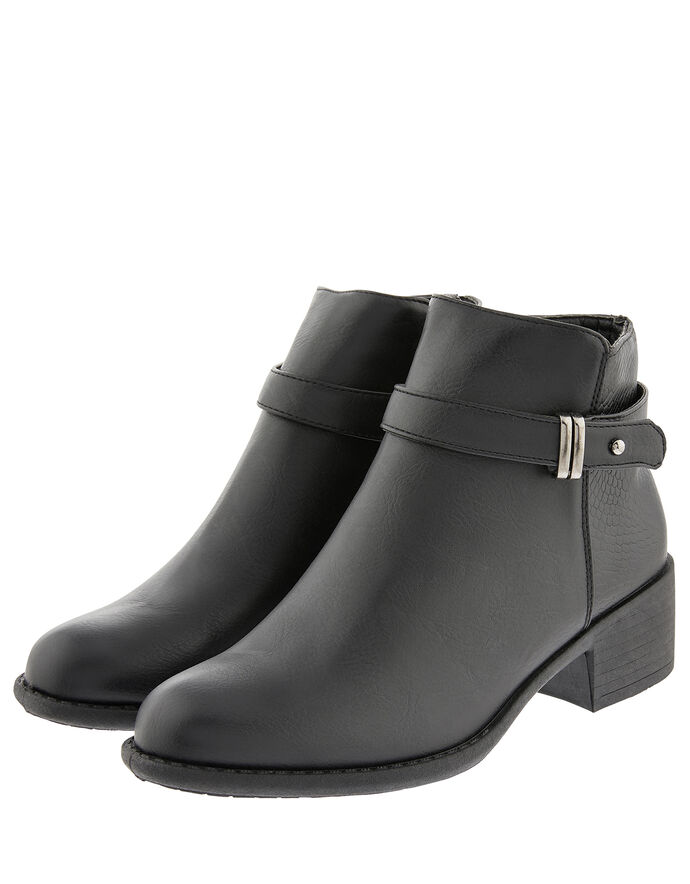 black leather ankle boots buckle