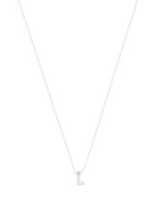 Sterling Silver Sparkle Initial Necklace - L, , large