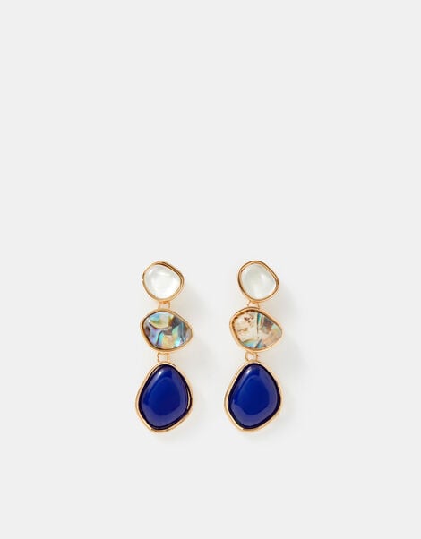 Mother of Pearl Triple Gem Drop Earrings, , large