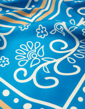 Floral Print Square Satin Scarf, , large