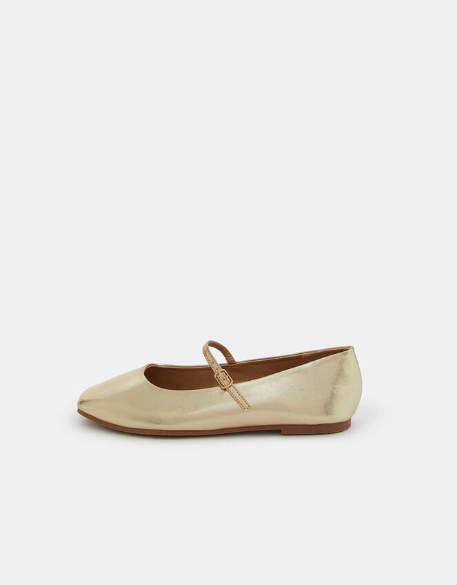 Metallic Strap Ballet Flats, Gold (GOLD), large