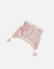 Girls Fluffy Cat Chullo Hat, Pink (PINK), large