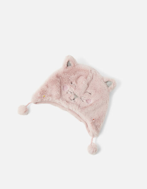 Girls Fluffy Cat Chullo Hat Pink, Pink (PINK), large