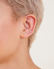 3-Pack Sterling Silver Celestial Stud Earrings, , large