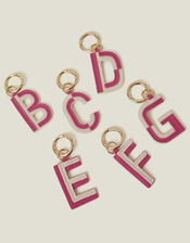 Initial Colour Block Keyring, Pink (PINK), large