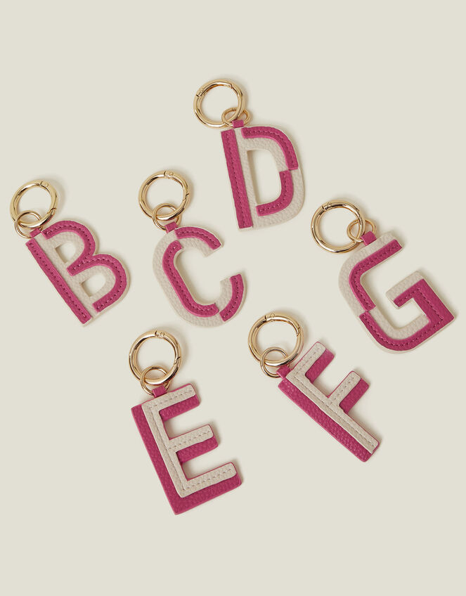 Initial Colour Block Keyring, Pink (PINK), large