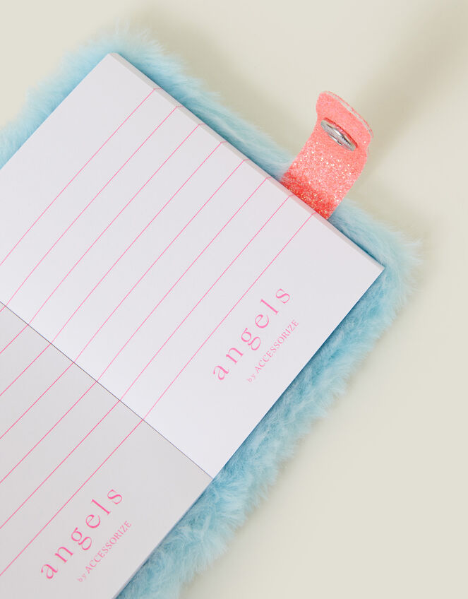 Girls Faux Fur Flamingo Notebook Keyring, , large