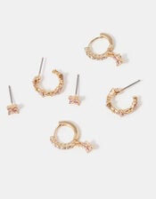 3-Pack Flower Stud & Hoop Earrings, , large