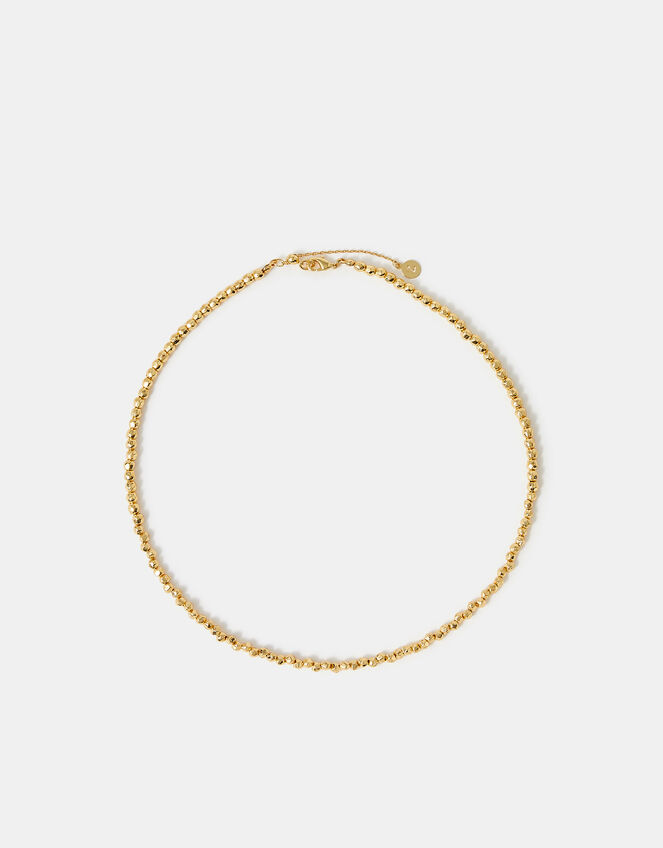 14ct Gold-Plated Textured Bead Necklace, , large