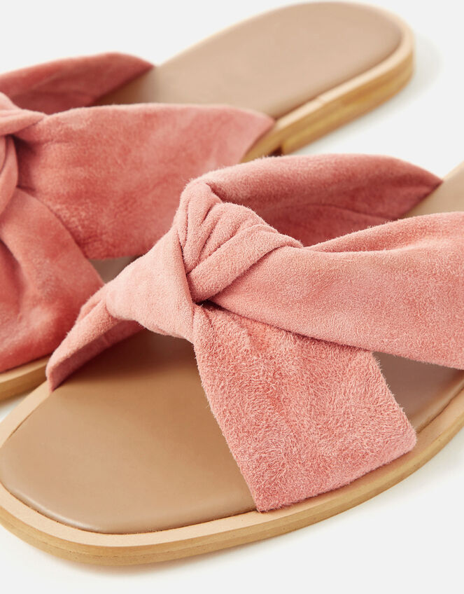 Leather Knotted Sliders , Pink (PINK), large