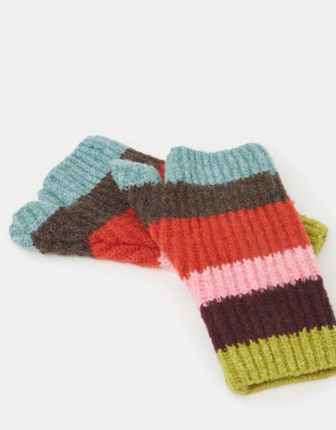 Rainbow Stripe Fingerless Gloves, , large