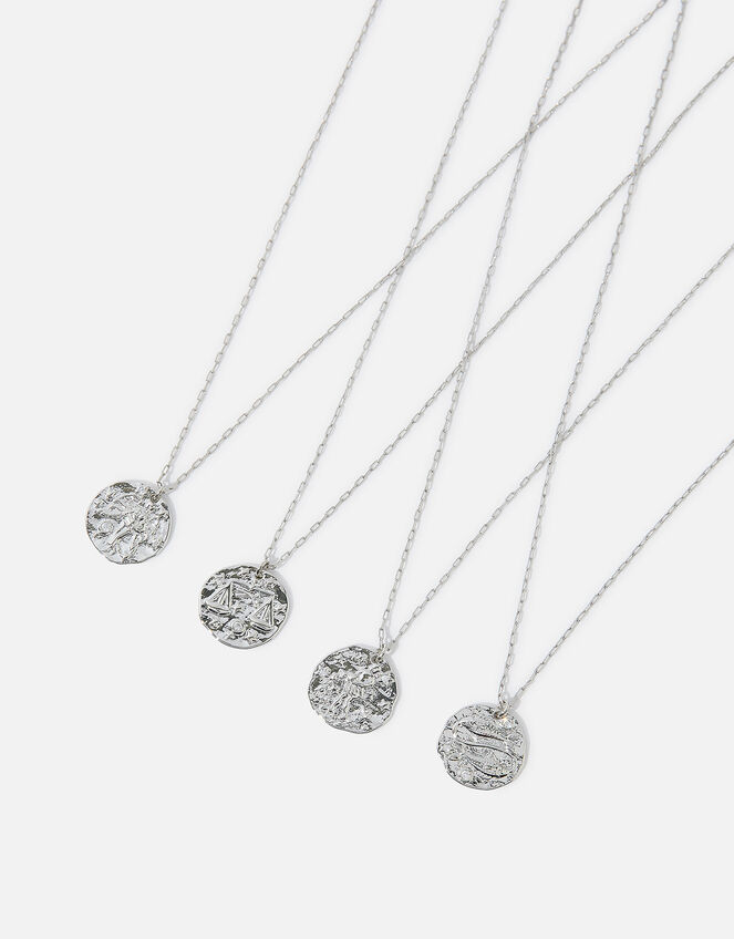 Platinum-Plated Zodiac Pendant Necklace, Silver (SILVER), large