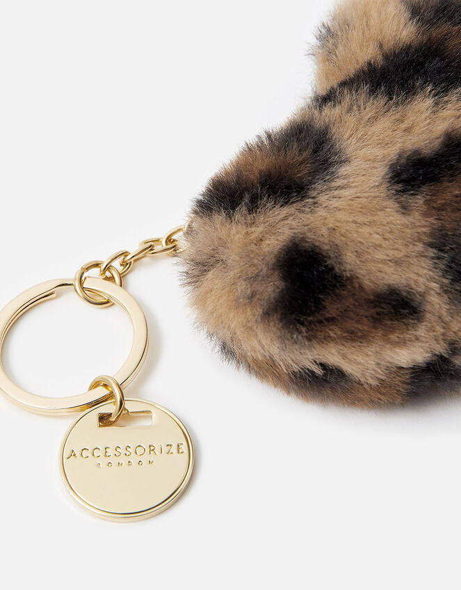 Fluffy Heart Keyring, Leopard (LEOPARD), large