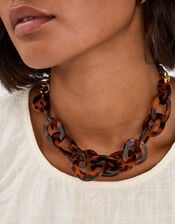 Statement Tortoise Shell Link Chain Necklace, , large