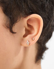 2-Pack 14ct Gold-Plated Surgical Steel Diamond Flatback Stud Earrings, , large