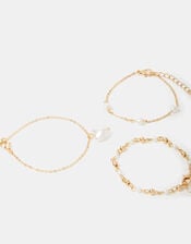 3-Pack Pearl Heart Bracelets, , large
