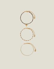 3-Pack Palm Tree Beaded Anklets, , large