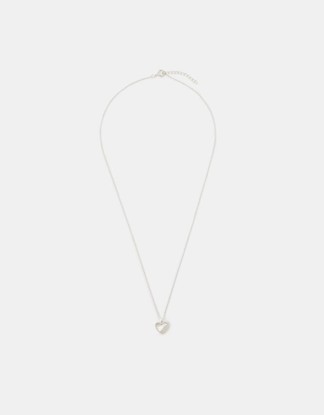 Sterling Silver Pearl Heart Pendant Necklace, , large