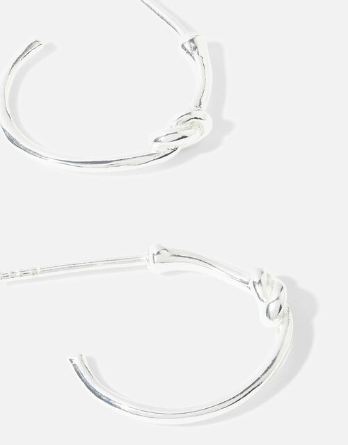 Sterling Silver Knot Hoop Earrings, , large